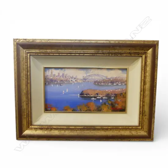 OIL ON BOARD SYDNEY HARBOUR SIGNED WERNER FILIPICH H120MM W220MM