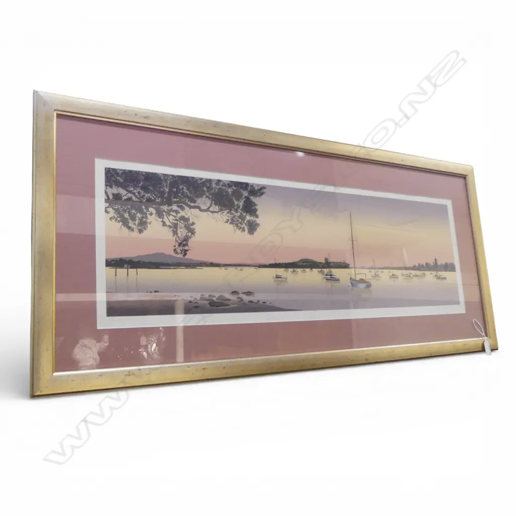 C LWEIS PRINT AUCKLAND HARBOUR LTD ED 56/175 250 x 840mm Image 1++