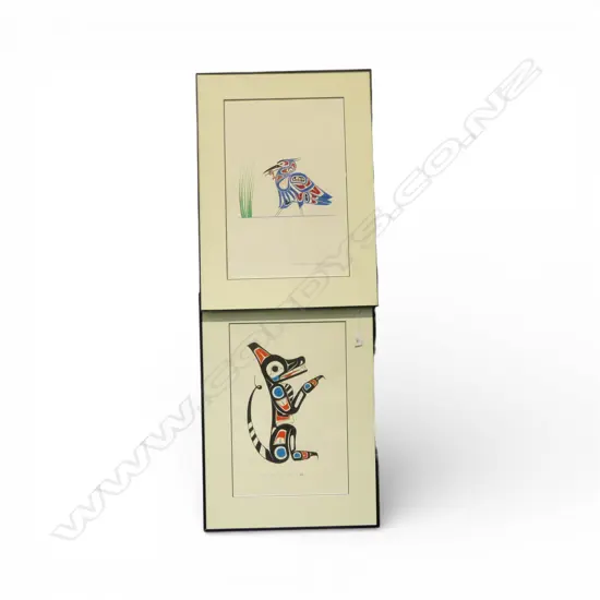 2 SIGNED AMERICAN INDIAN ARTWORKS 510x335mm (1 NO GLASS)