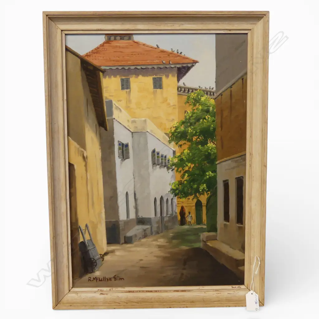 ROBERT MCLELLAN SIM OIL 'A YELLOW BUILDING AND A FLOWERING TREE ZANZIBAR' 490 X 340mm Image 1++