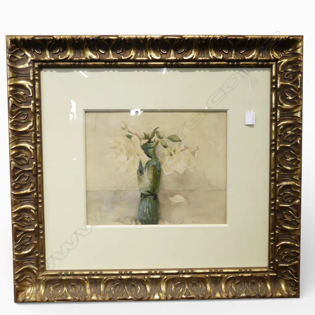 B. JACKSON, WHITE ROSES STILL LIFE, WC 295x365mm Image 1++