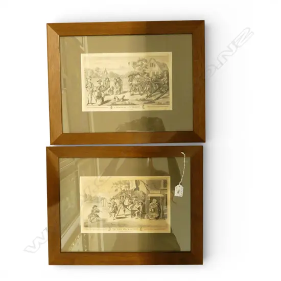 2 FRAMED PRINTS by CARINGTON BOWLES 'THE TARS RECREATION' & 'A HOLIDAY DIVERSION' 170x270mm