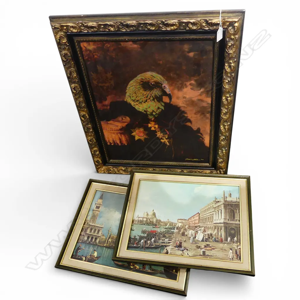 THREE PRINTS; 2 VENICE + PARROT PORTRAIT Image 1++