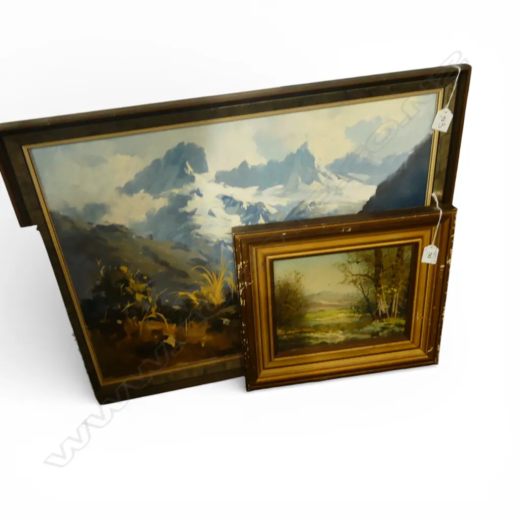 2 LANDSCAPE PAINTINGS; MT SEFTON by KEVYN WEBB 440x595mm + OTHER UNSIGNED NATURE SCENE  Image 1++