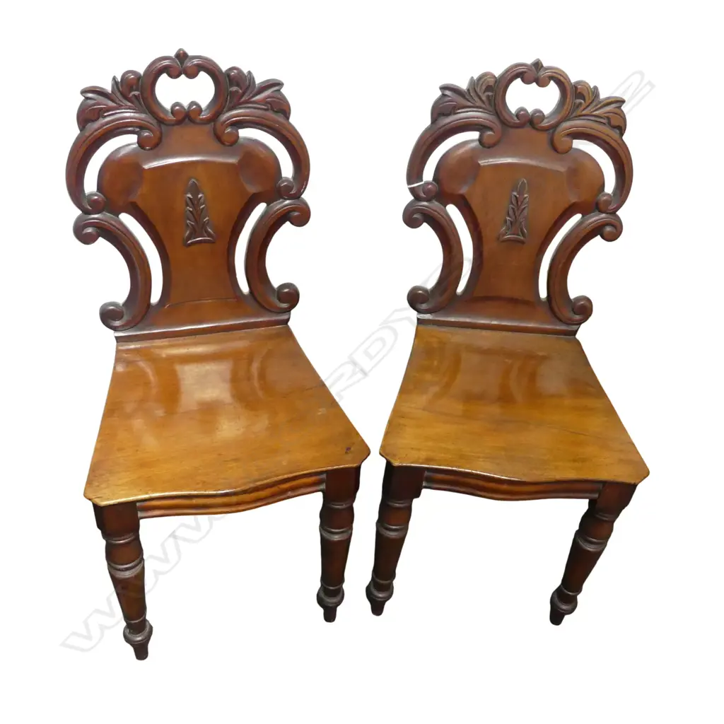 PR ANTIQUE MAHOGANY SHIELD BACK HALL CHAIRS Image 1++