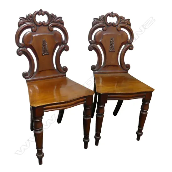 PR ANTIQUE MAHOGANY SHIELD BACK HALL CHAIRS