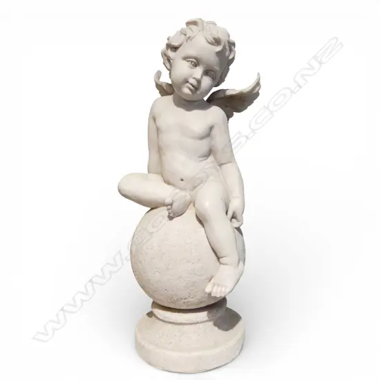 WHITE RESIN PUTTI ON BALL H.390mm