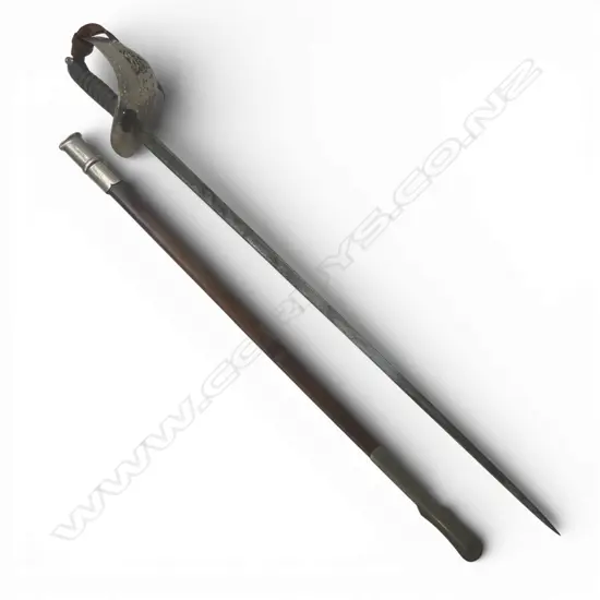 EDWARD VII 1897 PATTERN SWORD & LEATHER SCABBARD L.1010mm