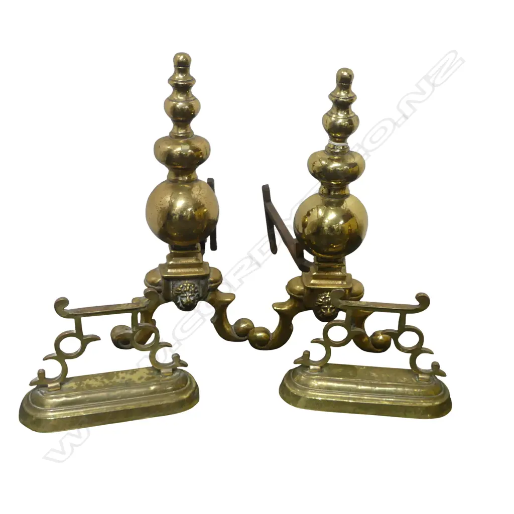 2 PRS BRASS FIRE DOGS H.420mm Image 1++