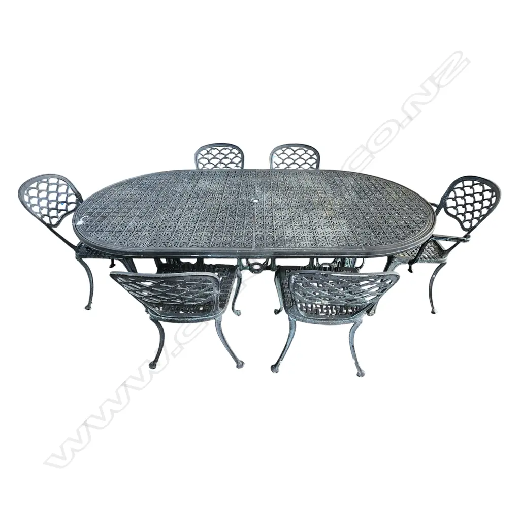 METAL GARDEN TABLE & 6 CHAIRS 2000x1060x720mm Image 1++