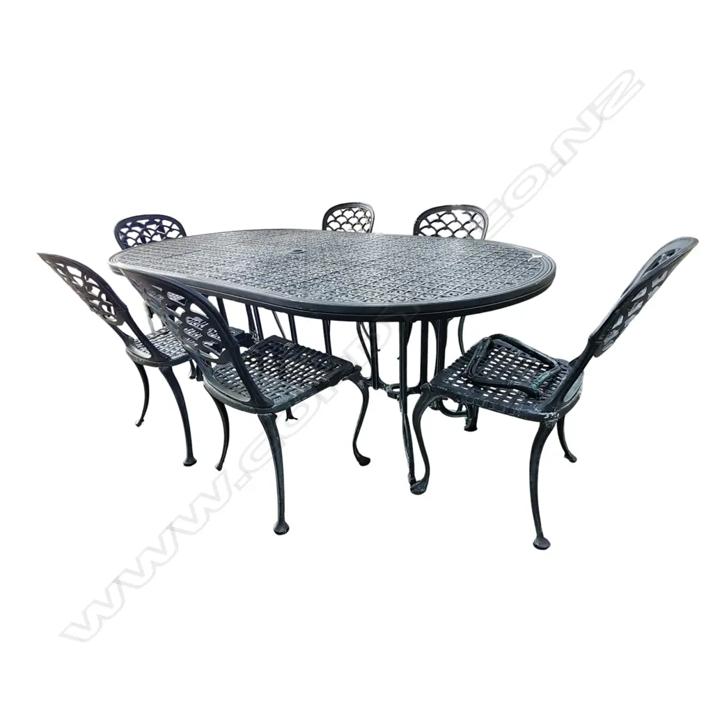 METAL GARDEN TABLE & 6 CHAIRS 2000x1060x720mm Image 1++