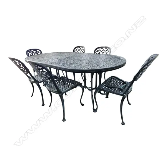 METAL GARDEN TABLE & 6 CHAIRS 2000x1060x720mm