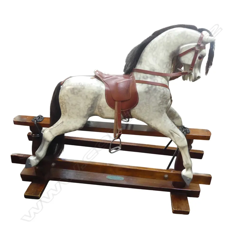PAINTED WOODEN ROCKING HORSE 380x1240x1100mm Image 1++