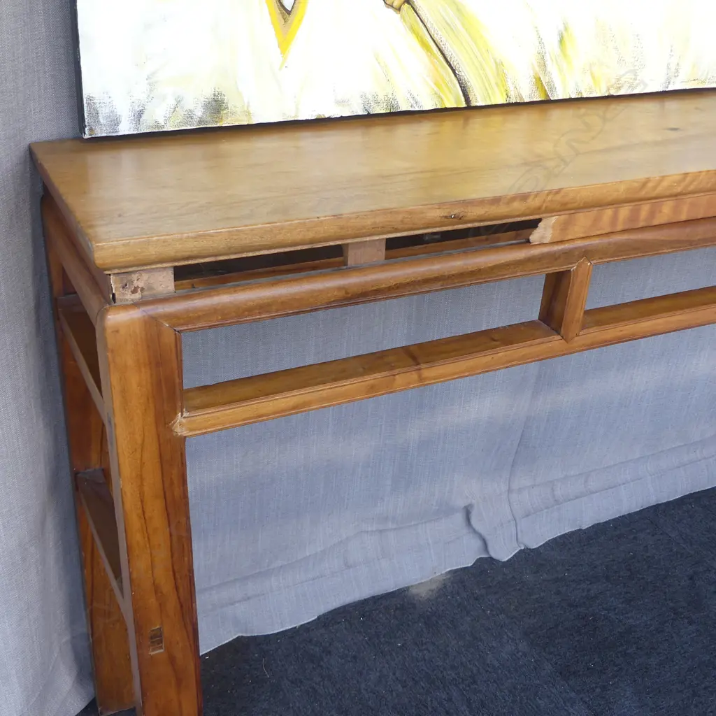 VINTAGE CHINESE HARDWOOD ALTER TABLE 1760x415x1040mm FRIEZE RAIL PART MISSING Image 1++
