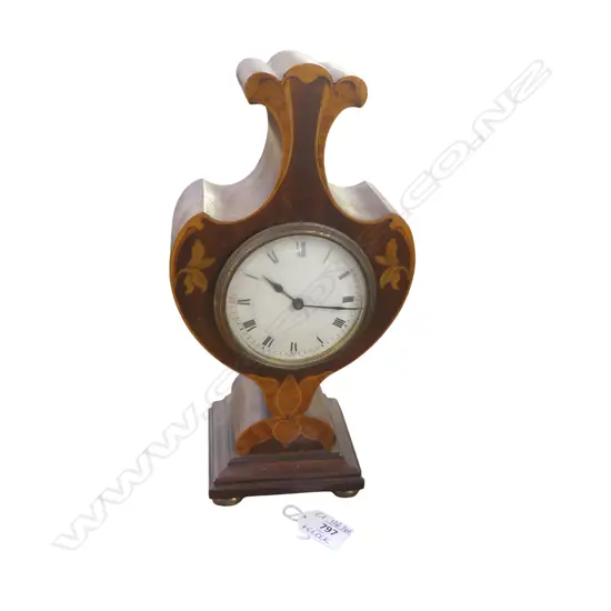 ANTIQUE INLAID MANTEL CLOCK H.285mm + 2 KEYS