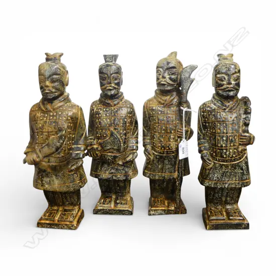 4 CARVED STONE ORIENTAL FIGURES H.310mm