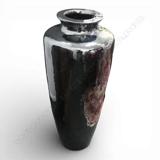 VERY TALL BLACK gloss GLAZED GARDEN POT H.950mm