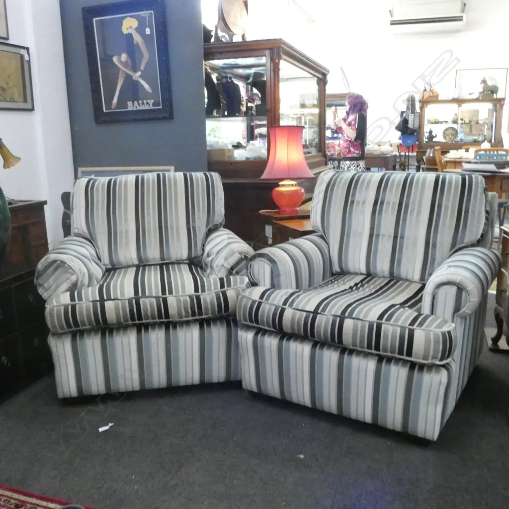 PR STRIPED VELVET UPHOLSTERED ARMCHAIRS 900x900x860mm Image 1++