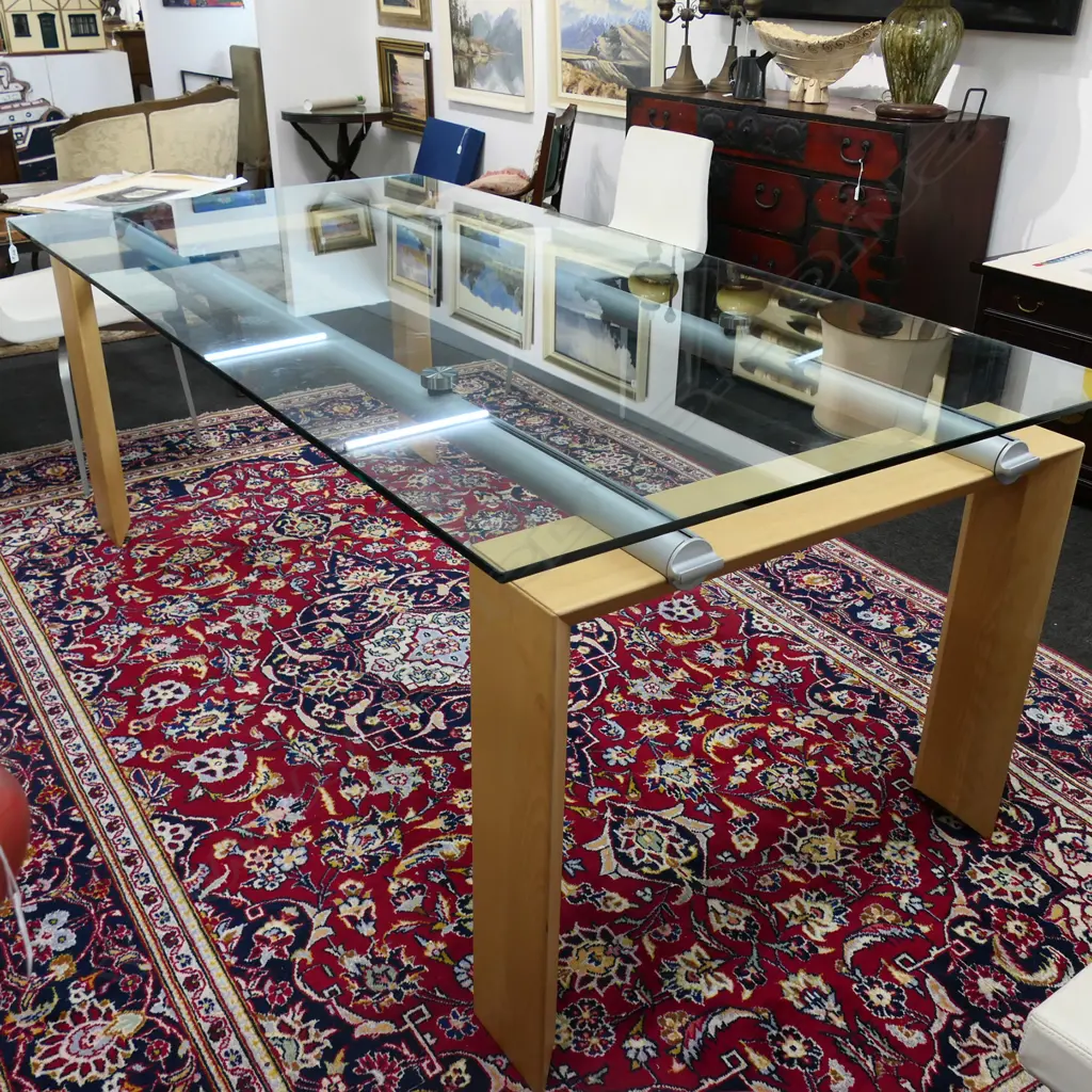 MODERN GLASS TOP DINING TABLE - 2000 x 1000 Image 1++