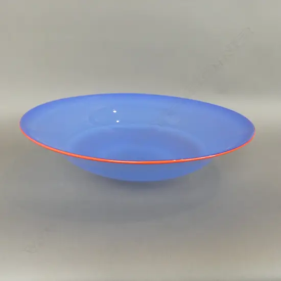 BLUE ART GLASS BOWL 390mm dia