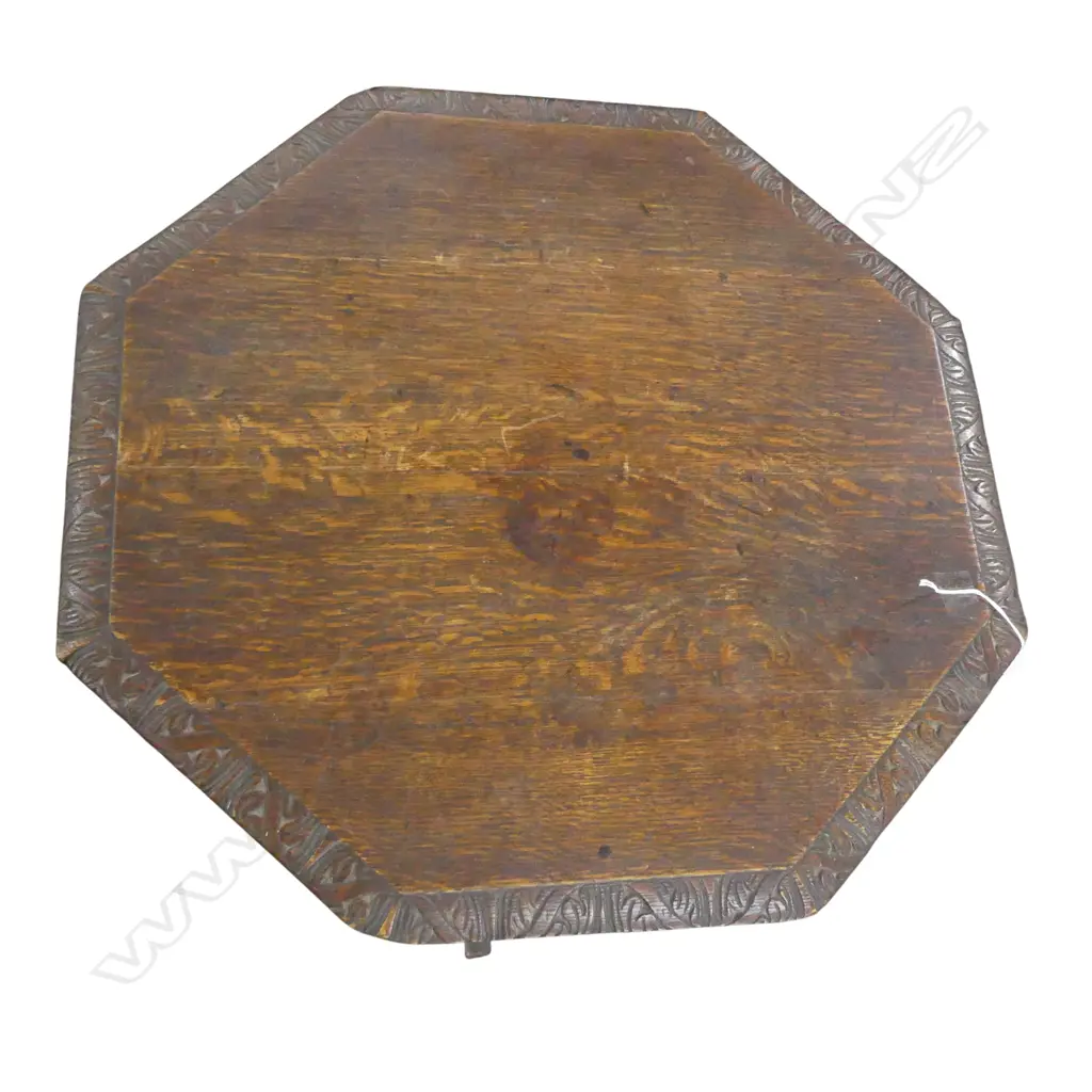 ANTIQUE OCTAGONAL OAK WINE TABLE H.670mm 615mm dia Image 1++