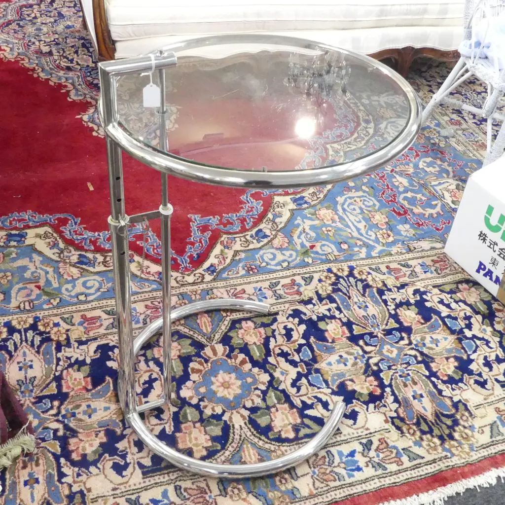 EILEEN GRAY 1027 STYLE ADJUSTABLE SIDE TABLE H.780mm, 510mm dia Image 1++