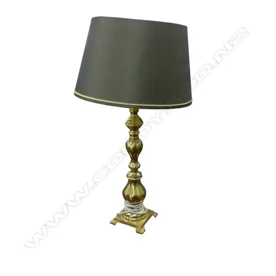 BRASS TABLE LAMP with shade H.750mm 