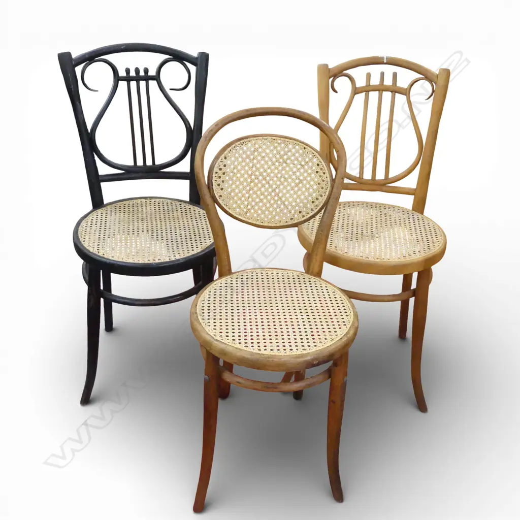 3 BENTWOOD CHAIRS, CANED SEATS (PR + 1) Image 1++