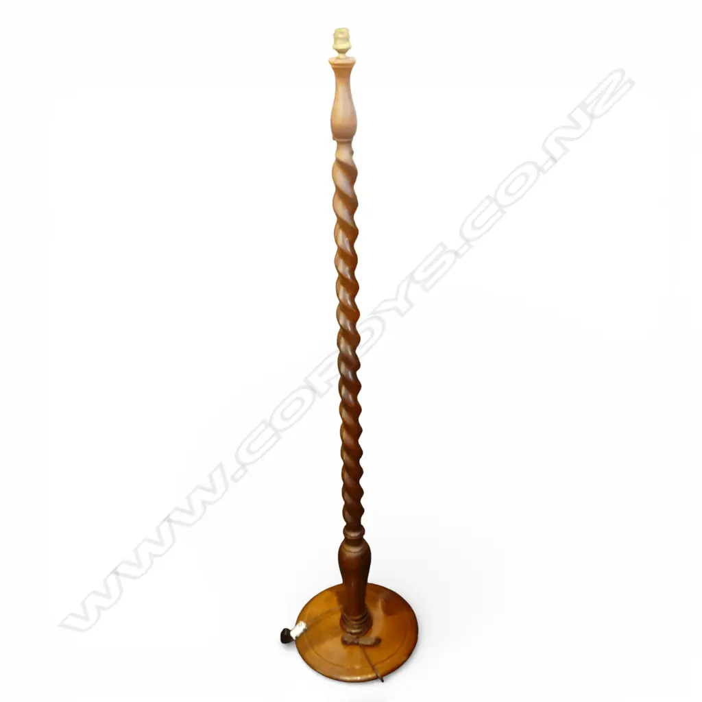 MAHOGANY BARLEY TWIST STANDARD LAMP, NO SHADE H.1470mm Image 1++