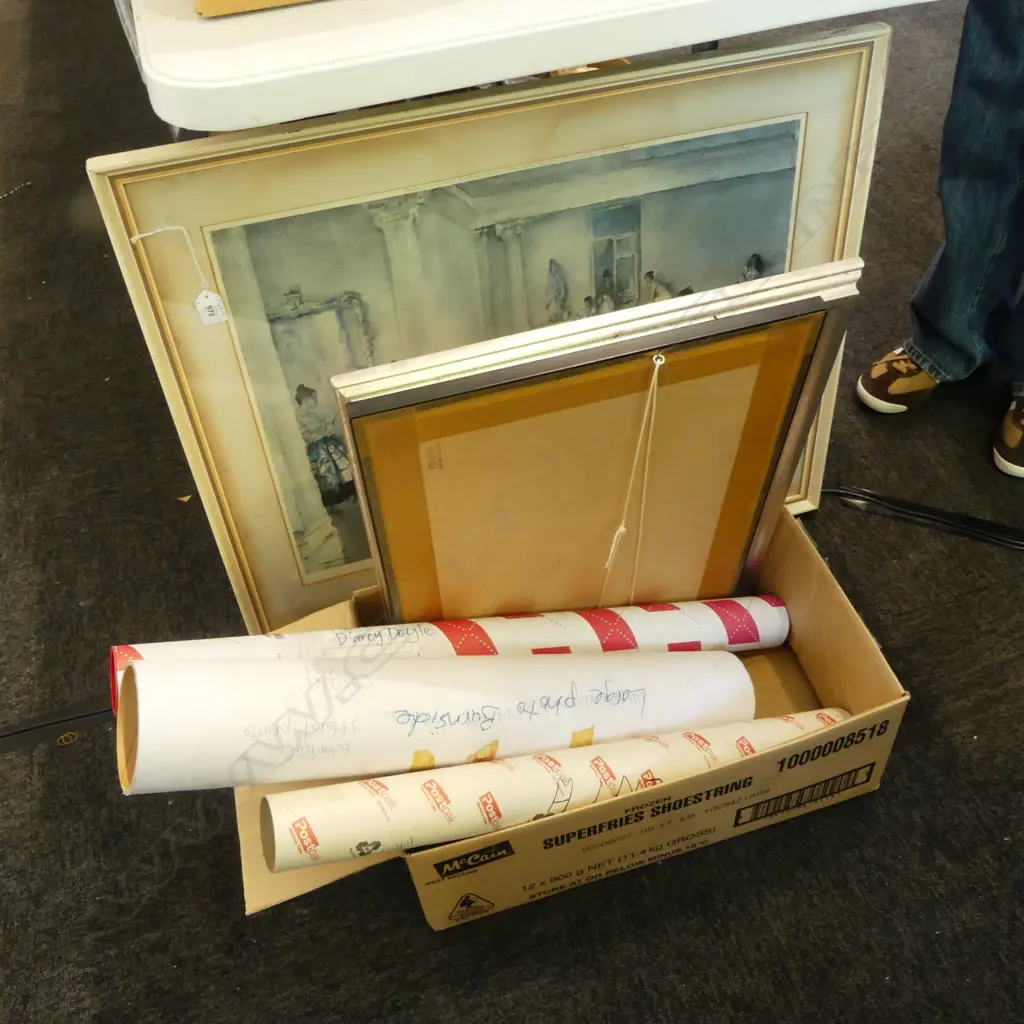 GROUP OF U/F PRINTS INCL. BOTANICAL, DARCY DOYLE, C. DANA GIBSON, FRAMED CROSS STICH, FRAMED RUSSELL FLINT PRINT (FADED) Image 1++