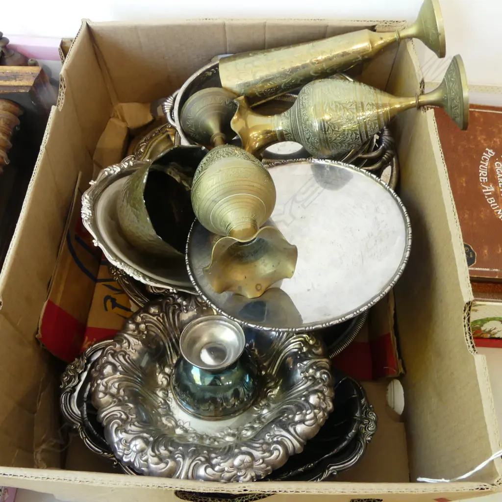 BOX ASST. SILVERPLATE & BRASS Image 1++