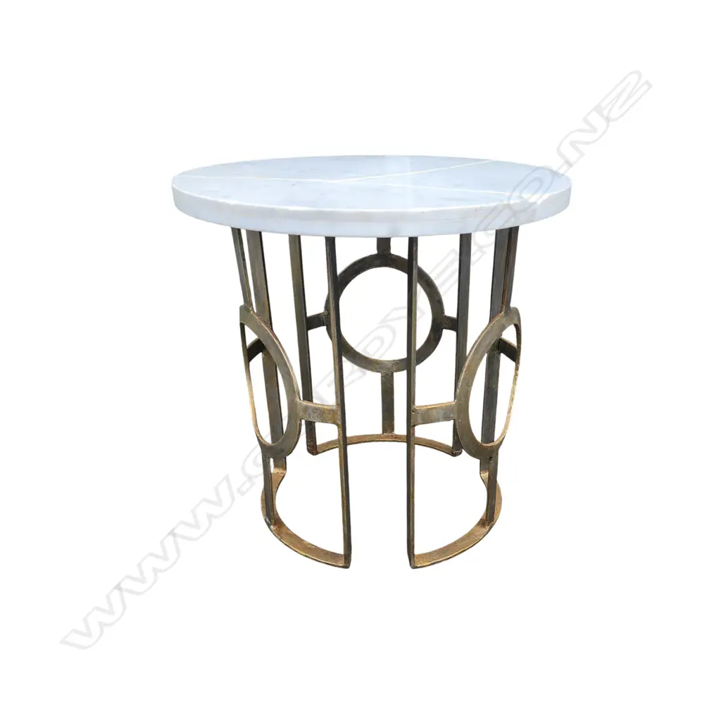 SIDE TABLE w. MARBLE TOP, FAULTED H.510mm 510mm dia Image 1++