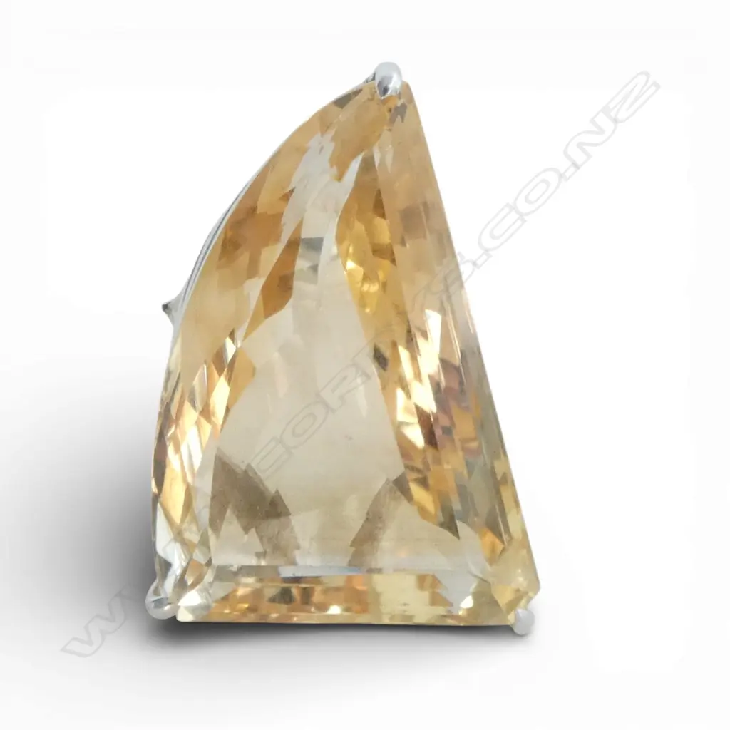 V. LRG SILVER & CITRINE RING, L.30mm SIZE Q Image 1++