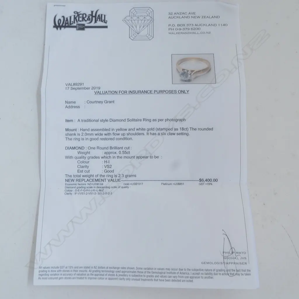 **RTV** 18CT YG 0.55ct DIAMOND SOLITAIRE RING w. VALUATION 2.3gms SIZE G Image 1++