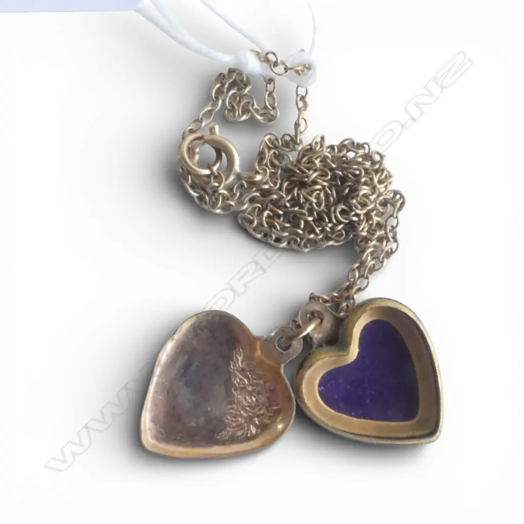 9CT 'FNS' gold plated HEART LOCKET ON GP CHAIN 3 Image 1++