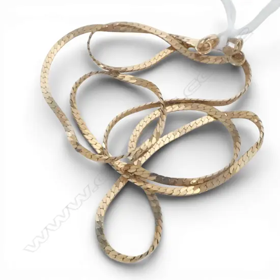 9ct YELLOW GOLD uniform flat link NECK CHAIN L.440mm. 3gms