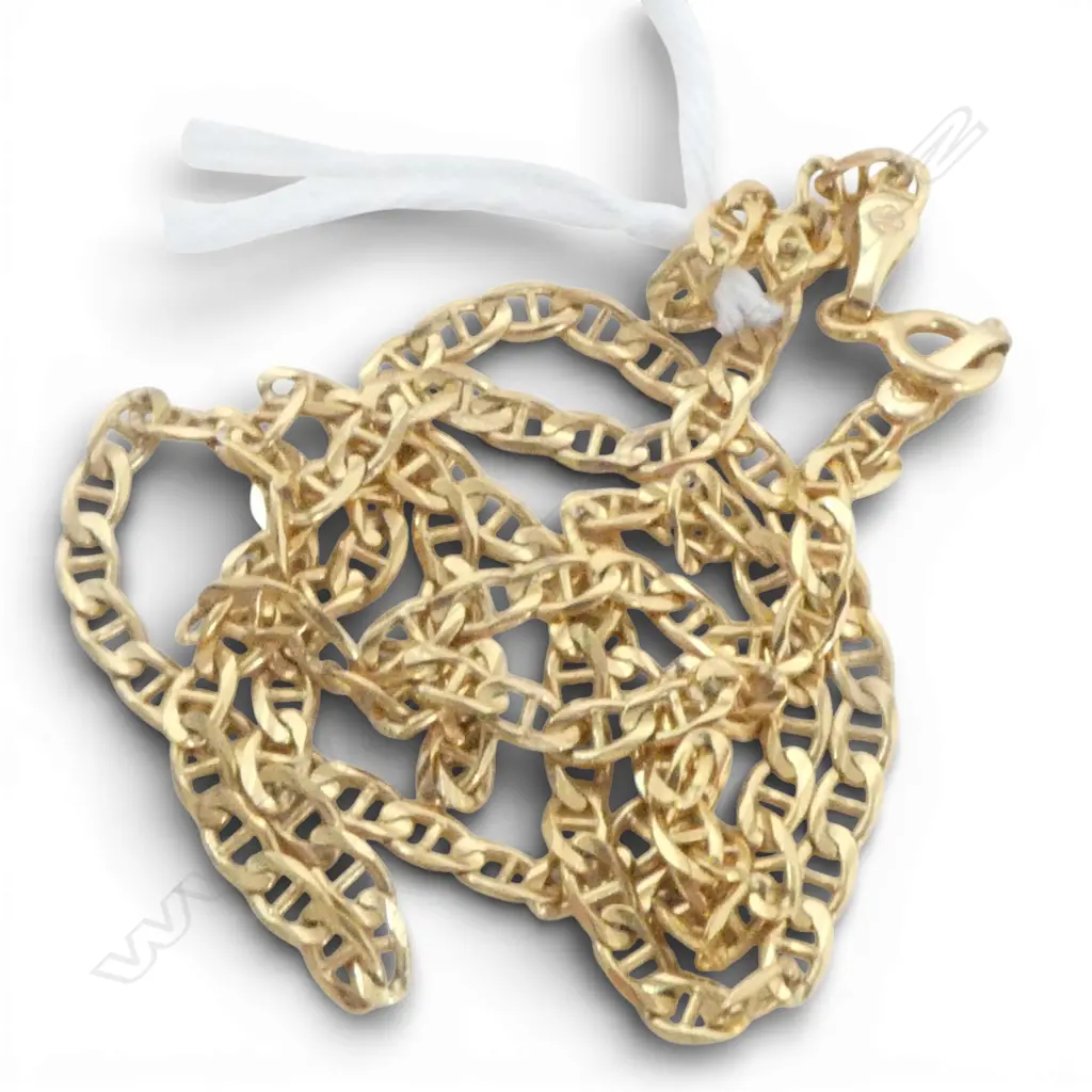 9ct YELLOW GOLD uniform flat link NECK CHAIN L.440mm. 4gms Image 1++