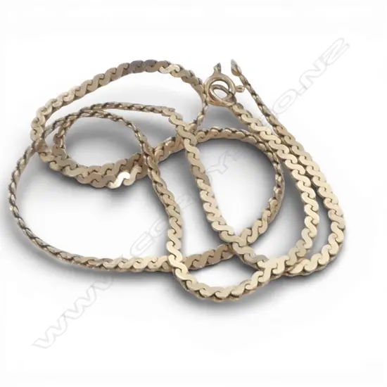 9ct YELLOW GOLD uniform flat link NECK CHAIN L.400mm. 6.7gms