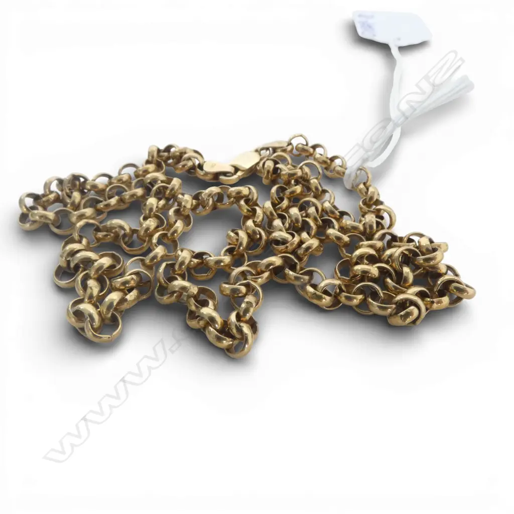 9ct YELLOW GOLD BELCHER LINK NECK CHAIN. L.600mm 23gms Image 1++