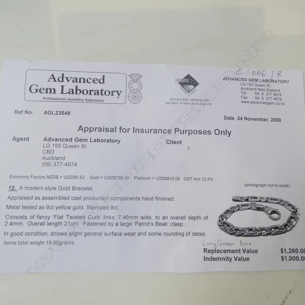 9ct YG BRACELET L.210mm 19.9gms Image 1++