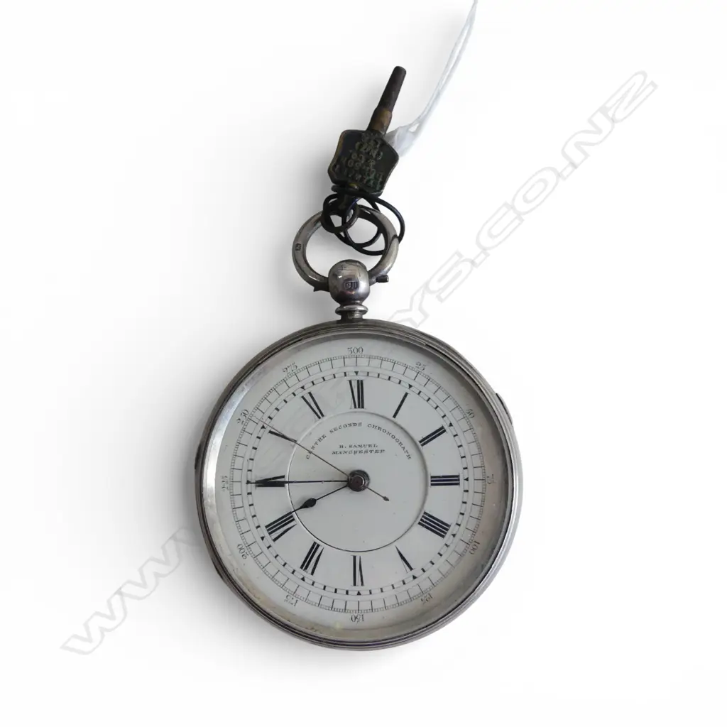 LGE SILVER CASED CENTER SECONDS CHRONOGRAPH by H.SAMUEL 0f Manchester #98673 Dia.60mm not running Image 1++