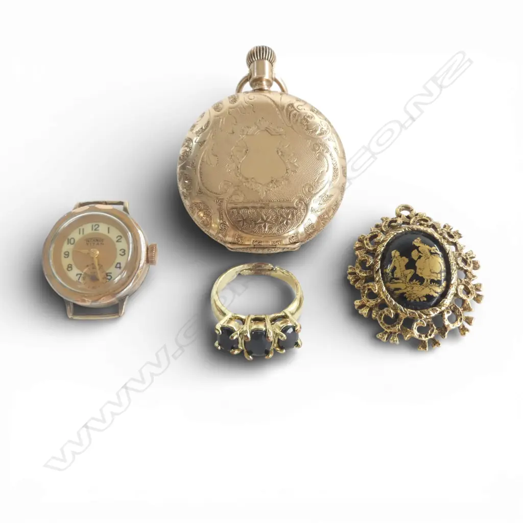 R/GOLD POCKET WATCH LADIES WRISTWATCH  PENDANT & RING Image 1++