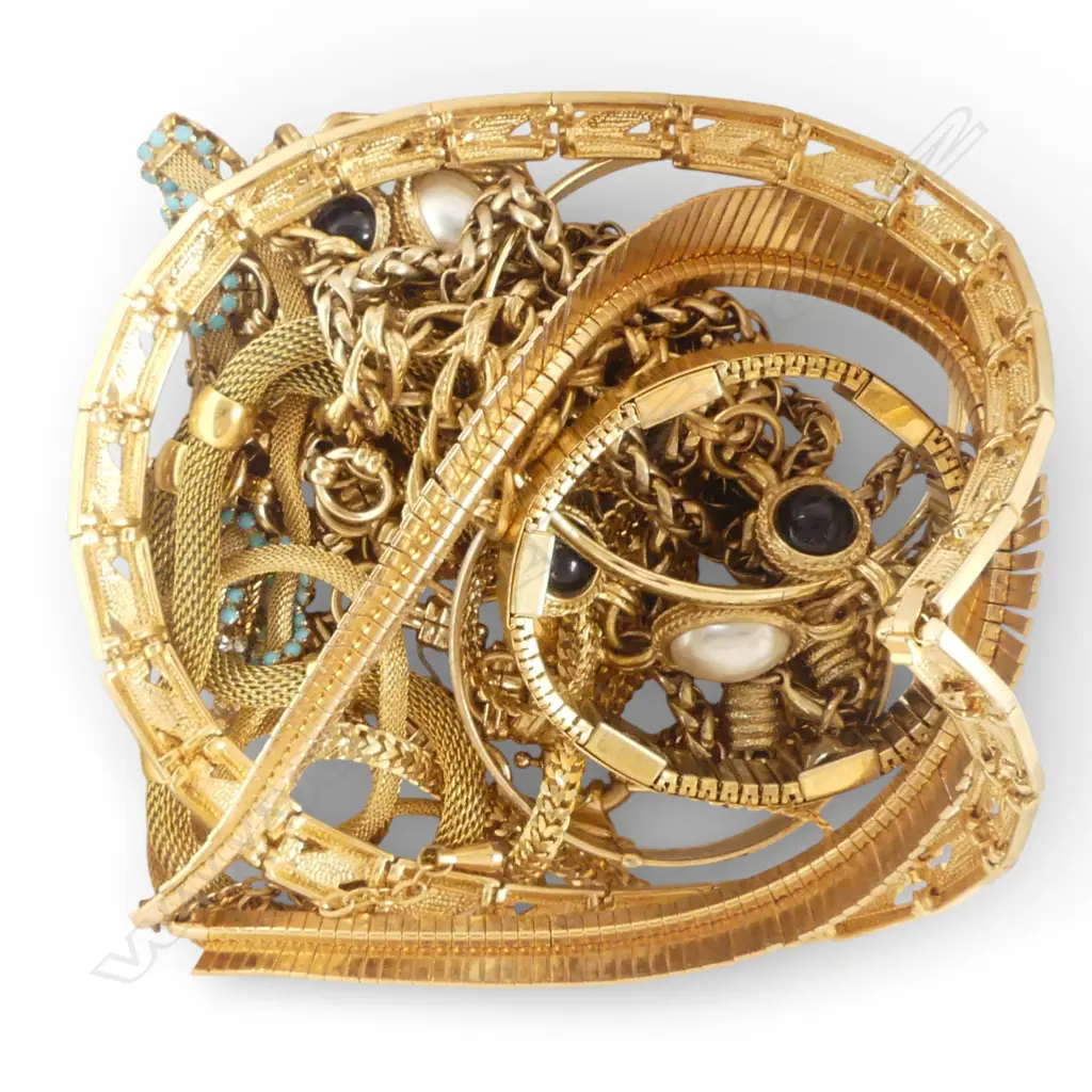 GOLD TONE COSTUME JEWELLERY; NECKLACES ETC Image 1++