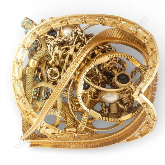 GOLD TONE COSTUME JEWELLERY; NECKLACES ETC