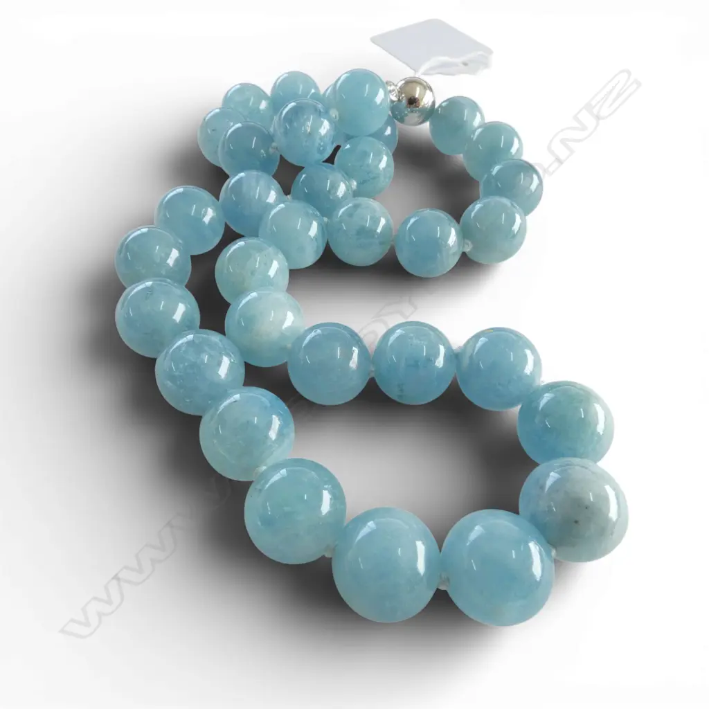 KNOTTED AQUMARINE NECKLACE w MAGNETIC CLOSURE Image 1++