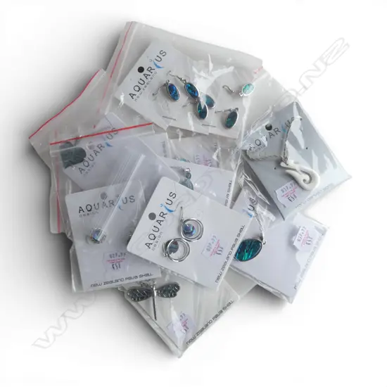 10 PCS CARDED PAUA SHELL JEWELLERY, new old stock
