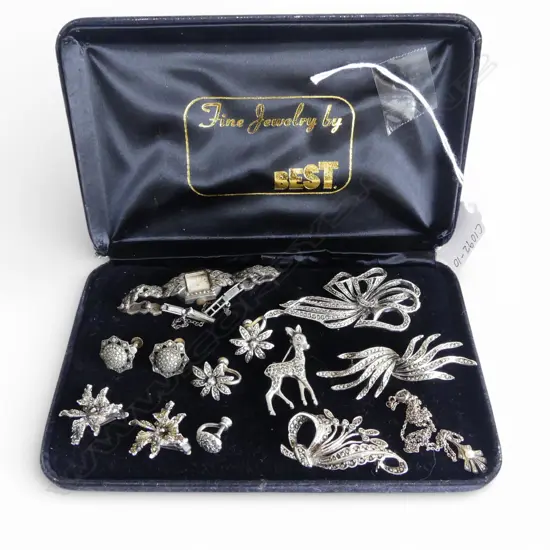 TRAY MARCASITE JEWELLERY, silver & plated