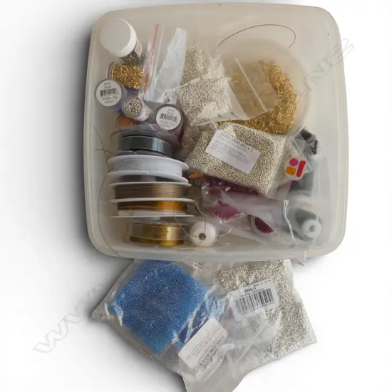 LRG QTY JEWELLERY PARAPHENALIA; GLASS SEED BEADS, WIRE, SILK COTTONS & CLASPS