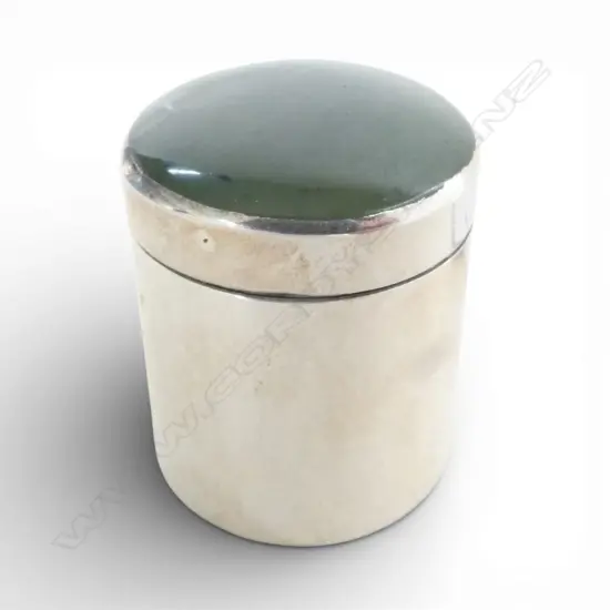 NZ 'ATS' SILVER & POUNAMU LIDDED SMALL BOX H.30mm