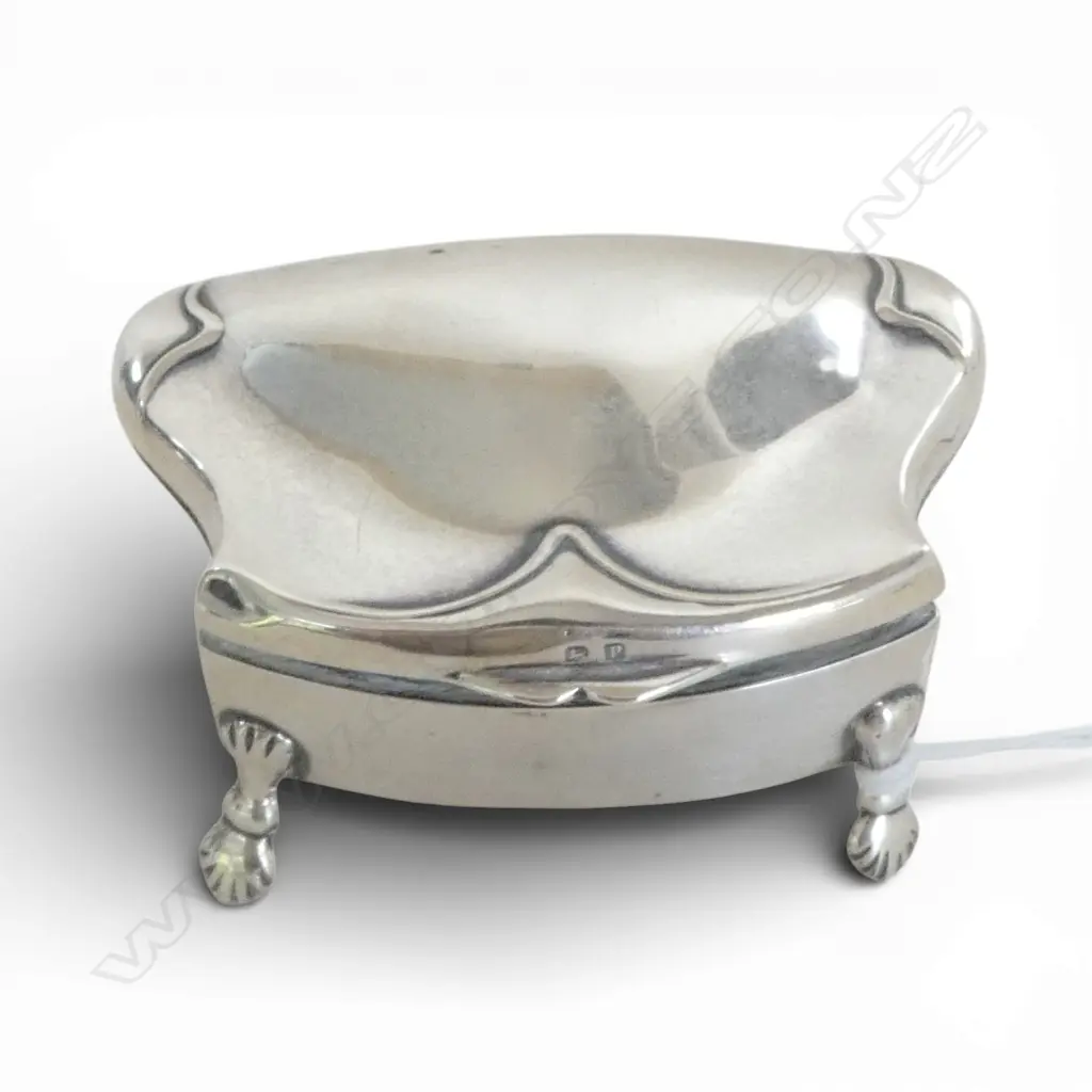 Birmingham 1914 SILVER VANITY JEWEL BOX velvet & silk lined interior 55.8gms Image 1++